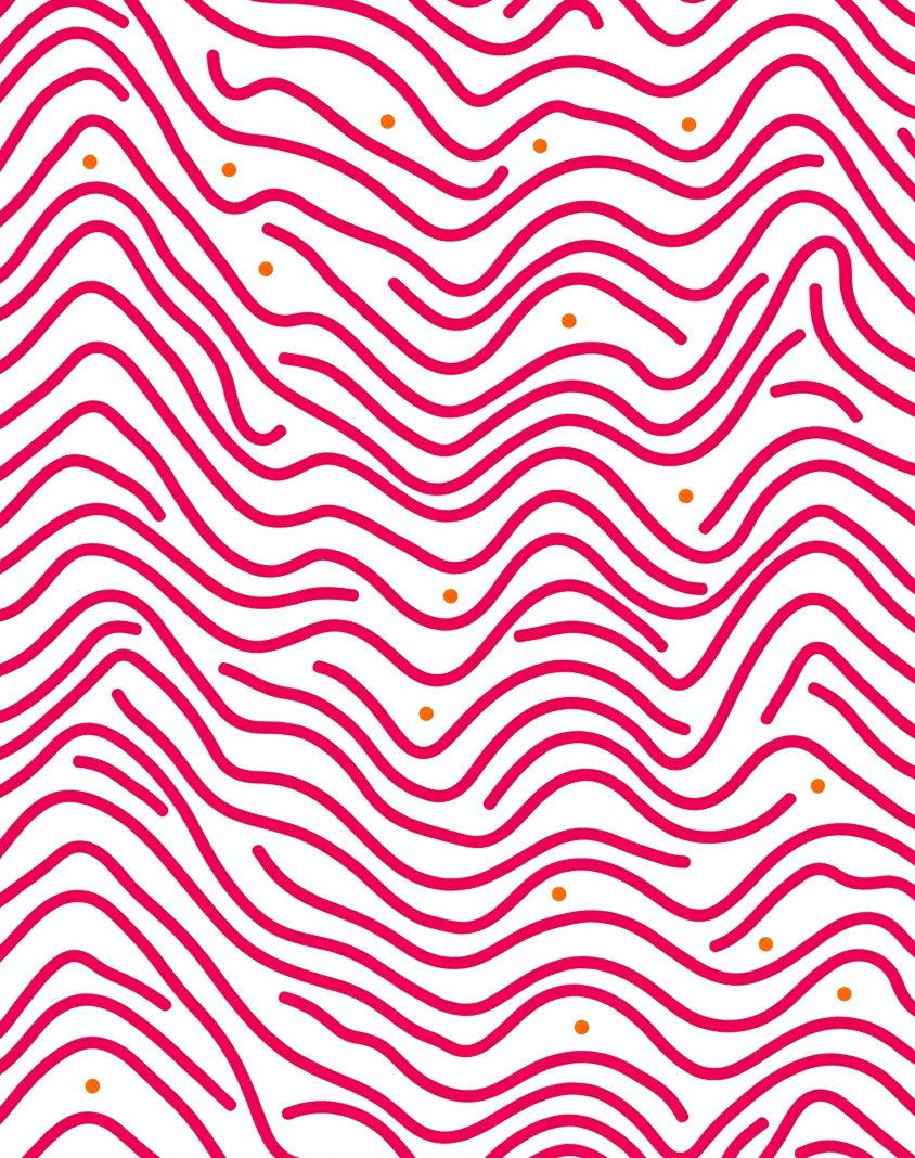 Pink Waves With Orange Dots Pattern Rug