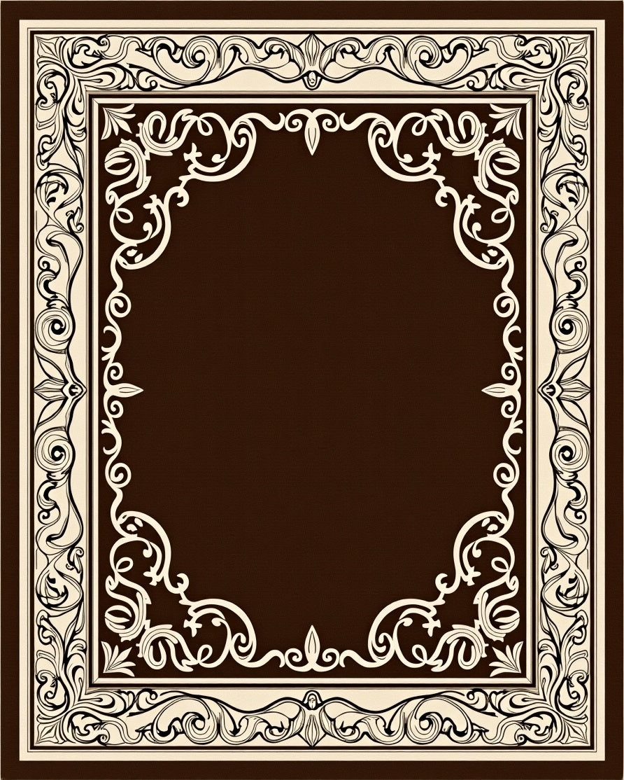 Classic Scrollwork Ornate Border Design Rug