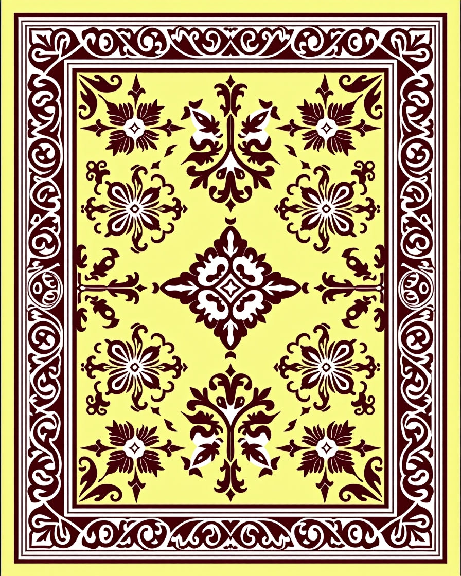 Vintage Floral Scroll Pattern Rug