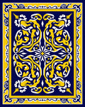 Ornate Blue Yellow Floral Rug