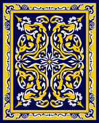 Ornate Blue Yellow Floral Rug
