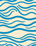 Abstract Blue Flowing Waves Design Rug