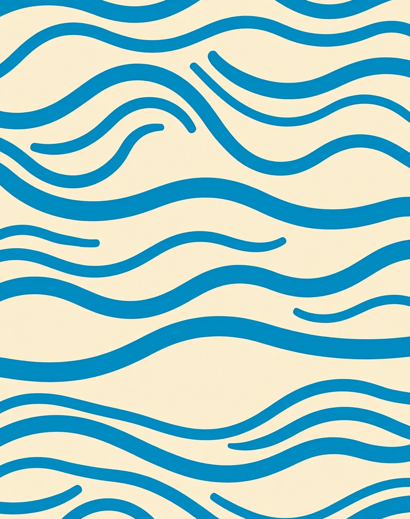Abstract Blue Flowing Waves Design Rug