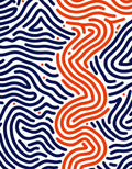 Navy Orange Wavy Line Art Rug