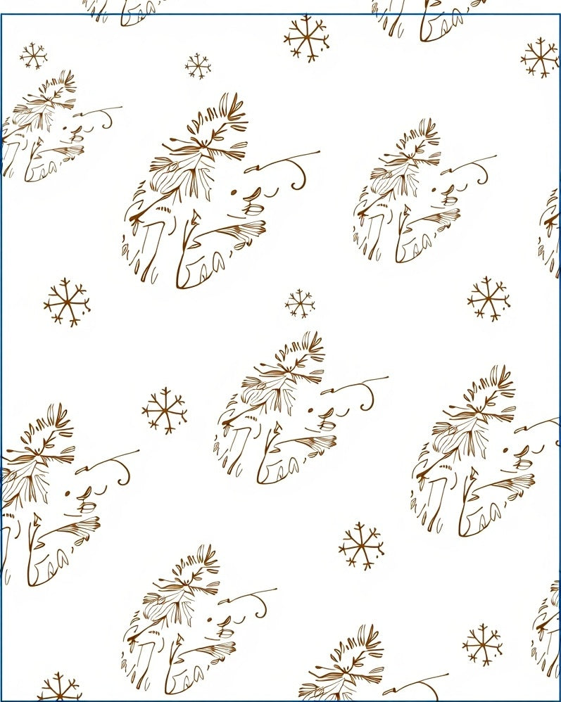 Brown Whimsical Winter Pine Snowflakes Rug