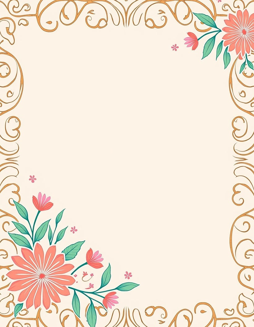 Floral Scrollwork Inspired Vintage Design Rug