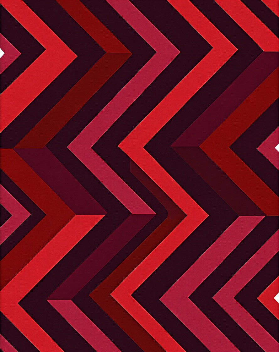 Bold Red Chevron Geometric Pattern Rug