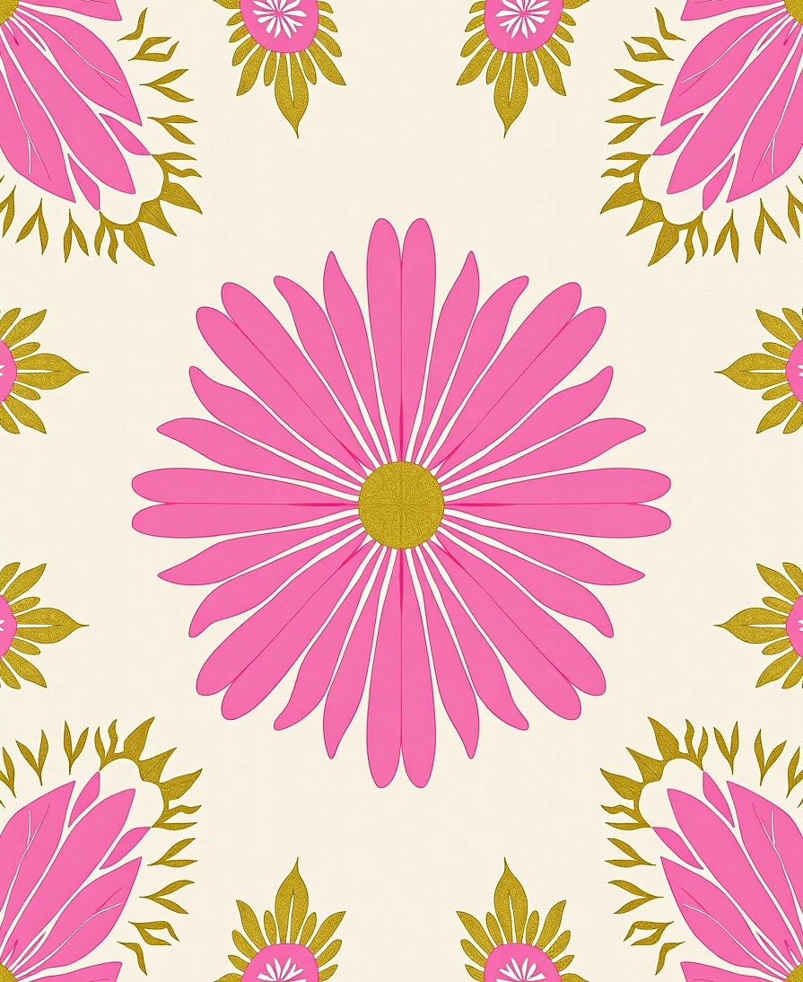 Retro Pink 2 Tone Floral Pattern Rug
