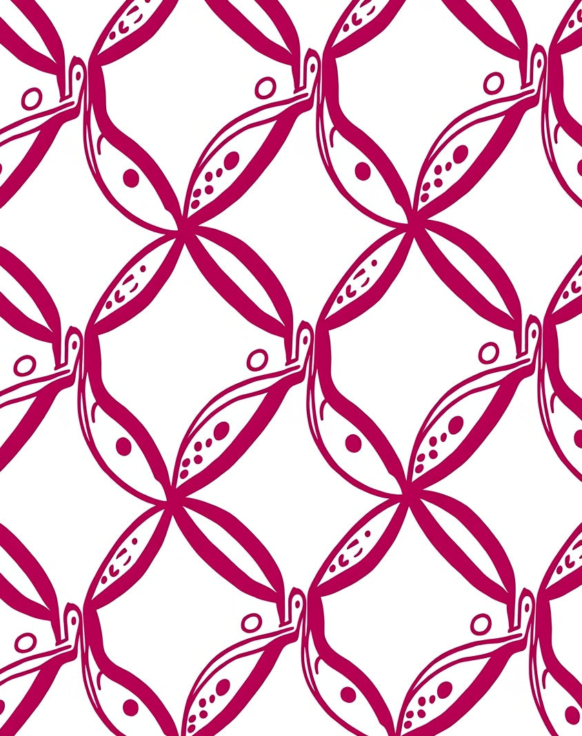 Bold Magenta Quatrefoil Floral Pattern Rug