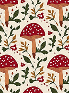 Whimsical Mushroom Floral Pattern Rug