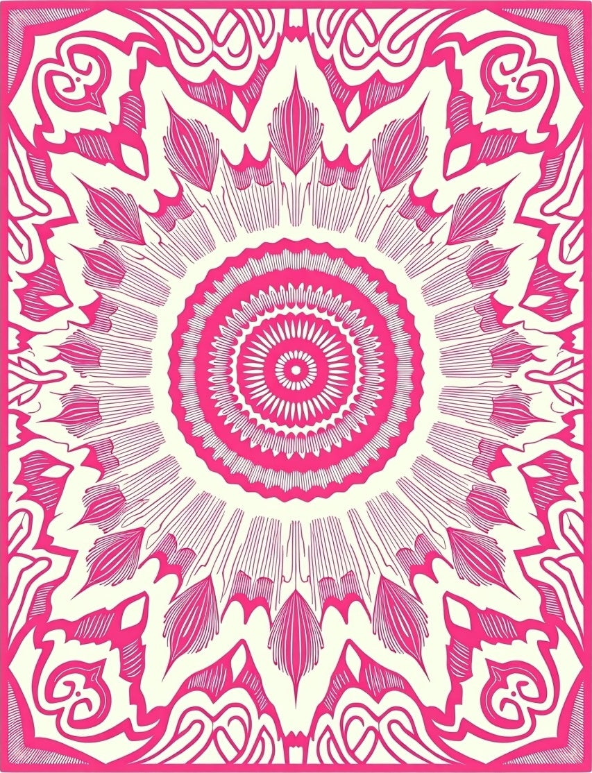 Vibrant Pink Mandala Pattern Rug