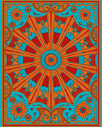 Vibrant Sunburst Mandala With Floral Accents Rug