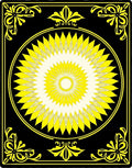 Bold Yellow Black Sunburst Medallion Rug