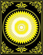 Bold Yellow Black Sunburst Medallion Rug