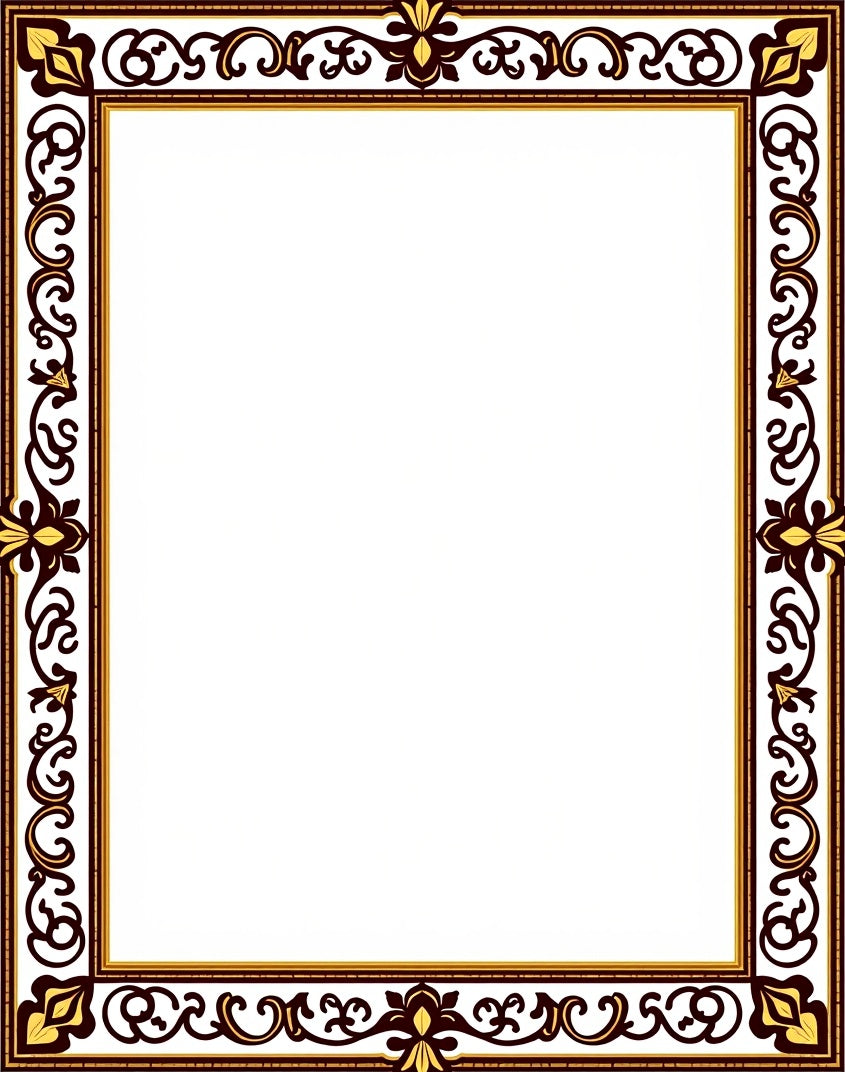 Rich Ornate Brown and Gold Border Rug