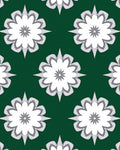 Green Floral Starburst Pattern Rug