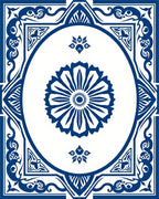 Classic Blue Floral Medallion Mandala Rug