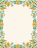 Golden Floral Scroll Border Rug