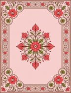 Vintage Floral Scrollwork Pink Rug