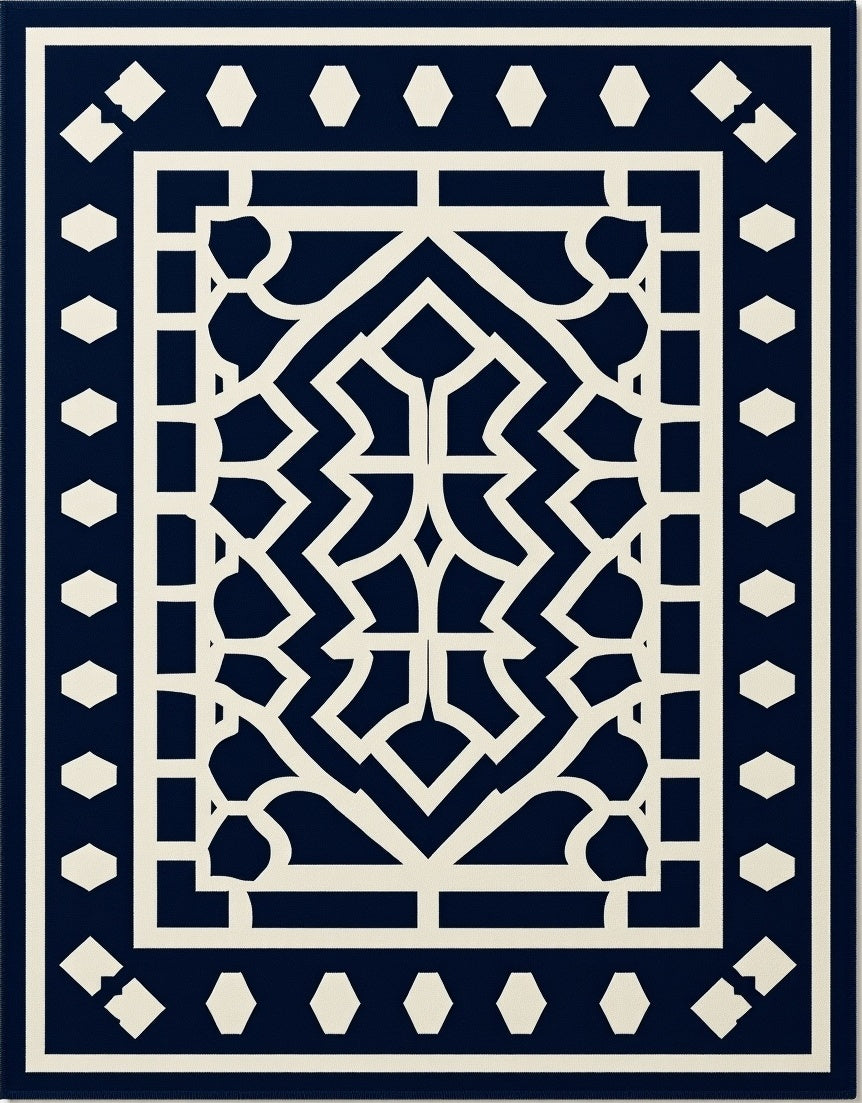 Classic Lattice Medallion Pattern Rug