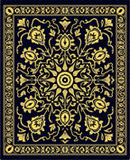 Elegant Gold Floral Swirl Pattern Rug