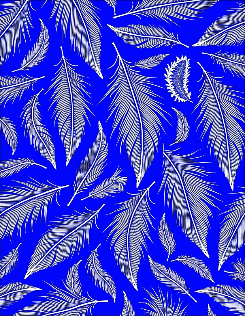 Blue White Feather Pattern Design Rug