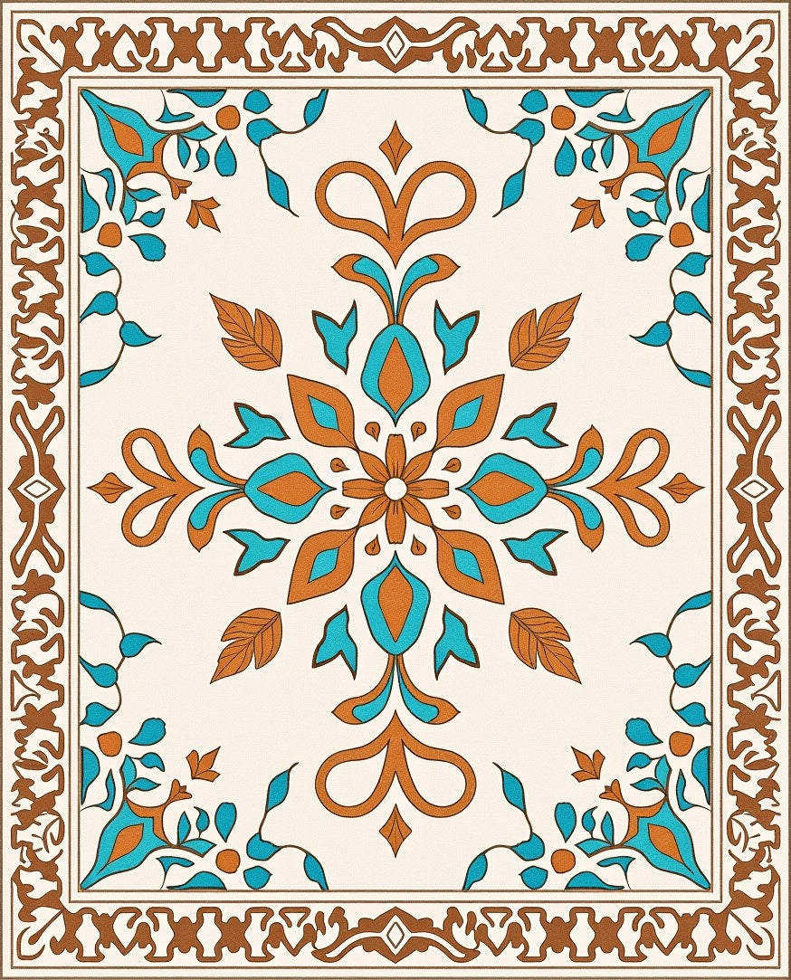 Ornate Floral Medallion Pattern Area Rug