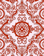 Elegant Red Floral Damask Pattern Rug