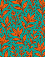 Vibrant Orange Leaf Pattern Rug