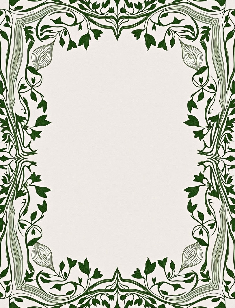 Art Nouveau Dark Green Floral Border Rug