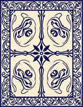 Elegant Navy Floral Scroll Pattern Rug