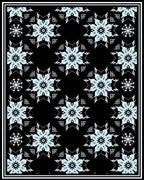 Arctic Blue Snowflake Medallion Black Rug