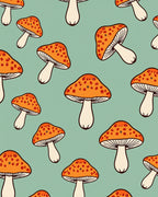 Retro Orange Mushroom Pattern Design Rug