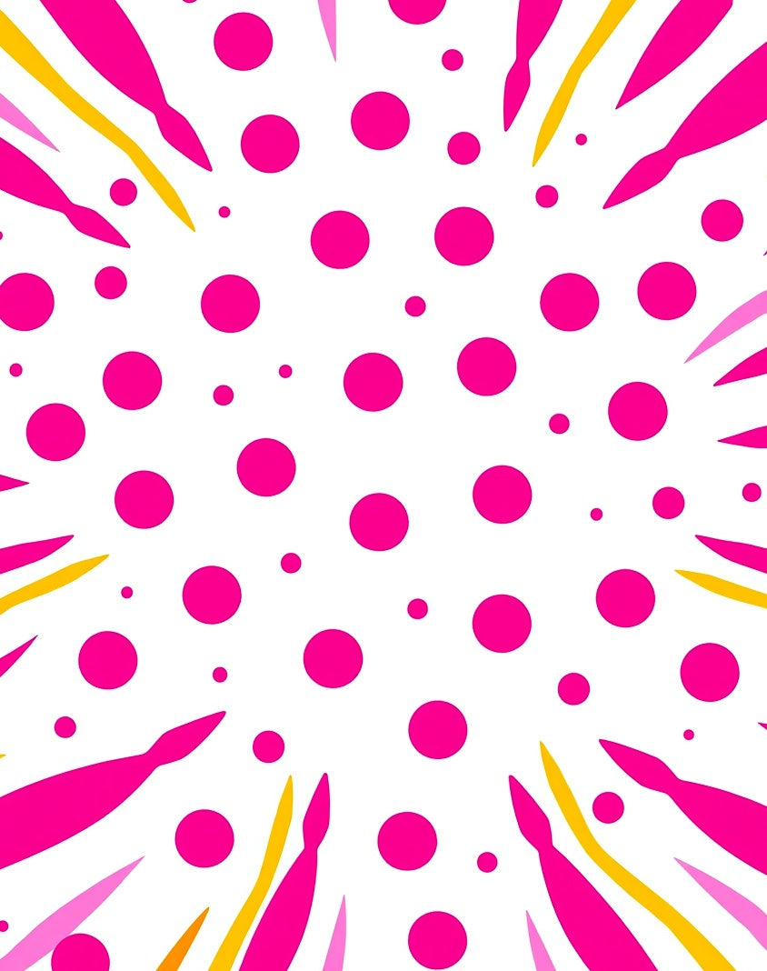 Vibrant Pink Yellow Geometric Dot Burst Rug