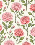 Pink Floral Stem Pattern Rug