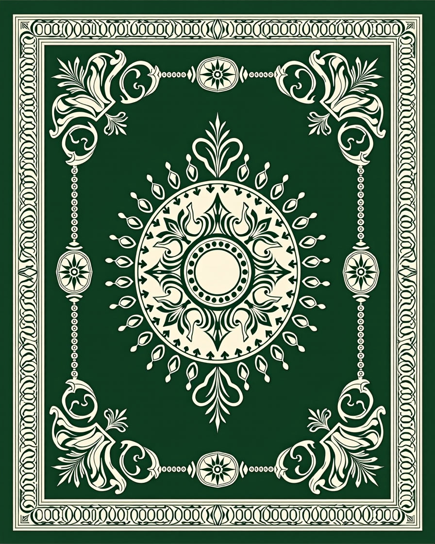 Elegant Scrollwork Mandala Pattern Rug