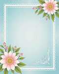Floral Pastel Blue Decorative Frame Rug