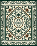 Classic Ivory Green Floral Scroll Rug