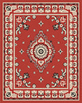 Red Scroll Patterned Decorative Rug