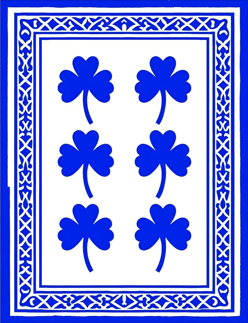 Bold Blue Clover Patterned Rug