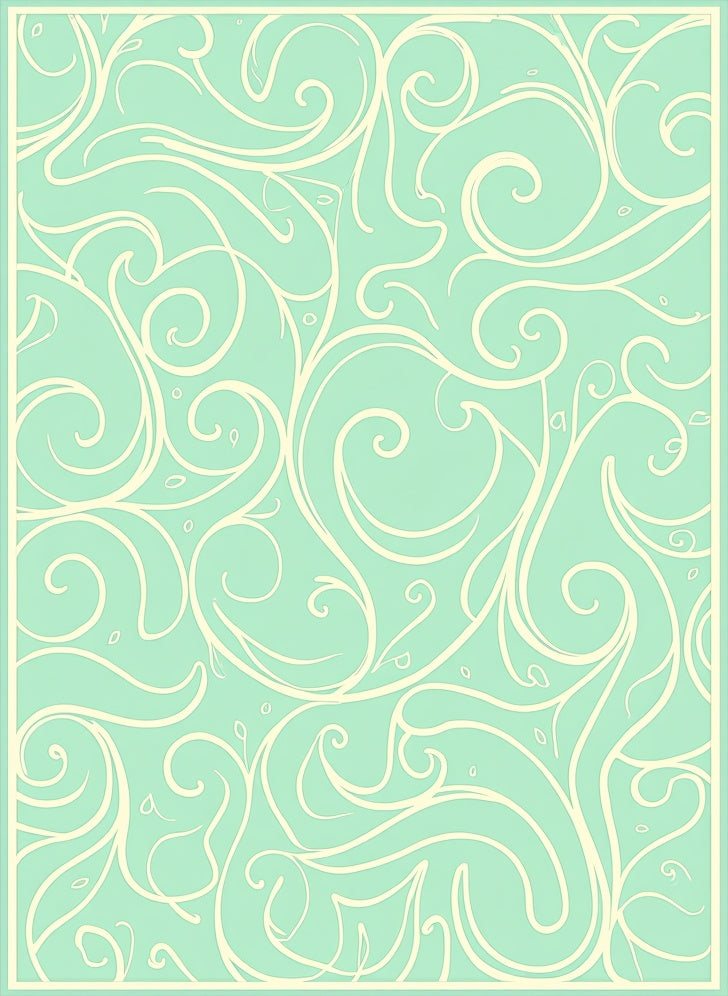 Mint Green Swirls Vine Pattern Rug