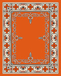 Orange Floral Bordered Rococo Rug