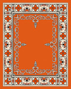 Orange Floral Bordered Rococo Rug