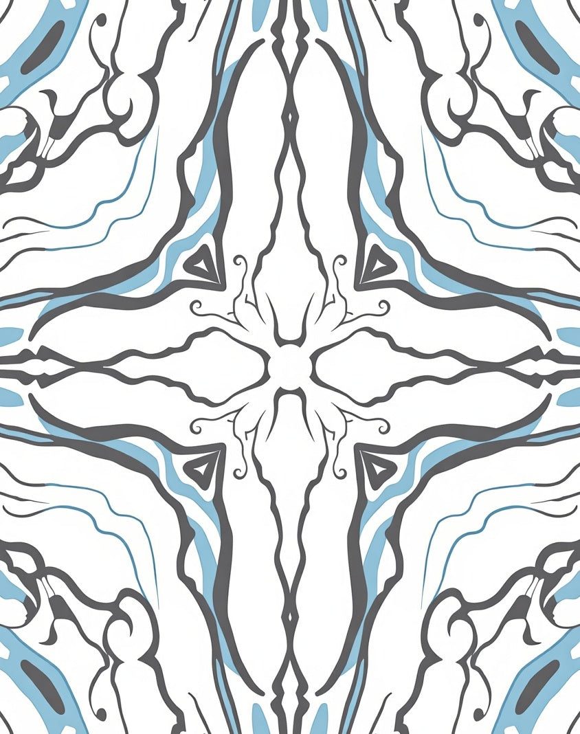 Abstract Blue Gray Swirls Art Rug