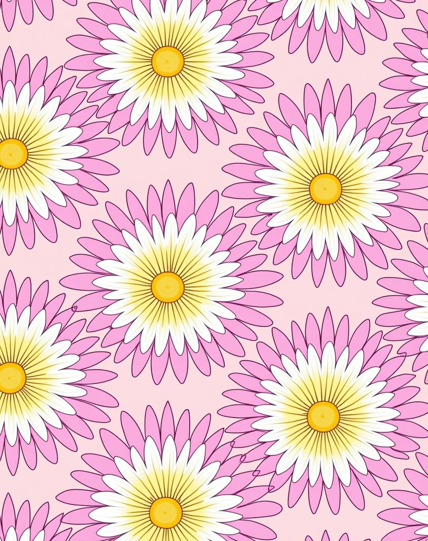 Pink Daisy Bloom Pattern Rug