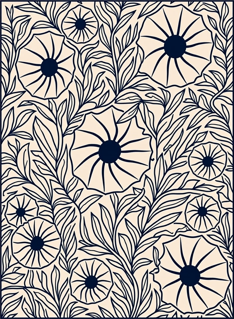 Vintage Floral Vine Botanical Design Rug