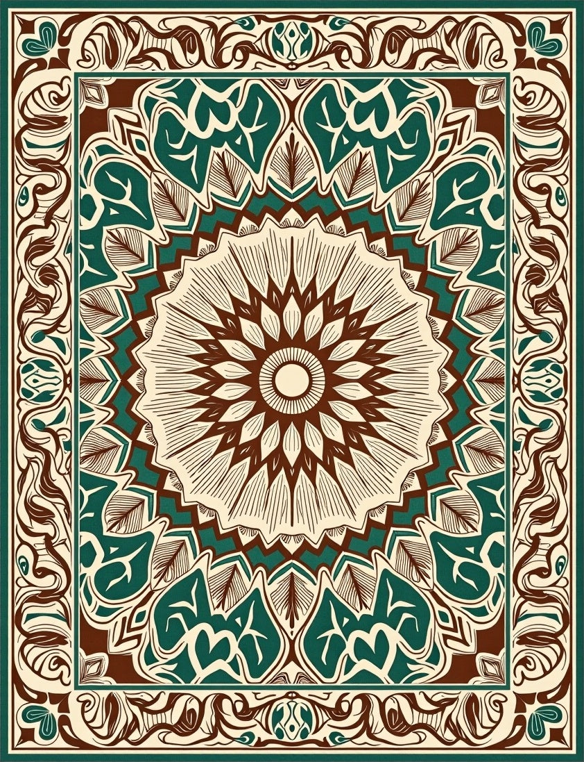 Detailed Floral Mandala Pattern Rug