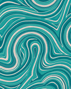 Teal Cream Swirl Pattern Rug