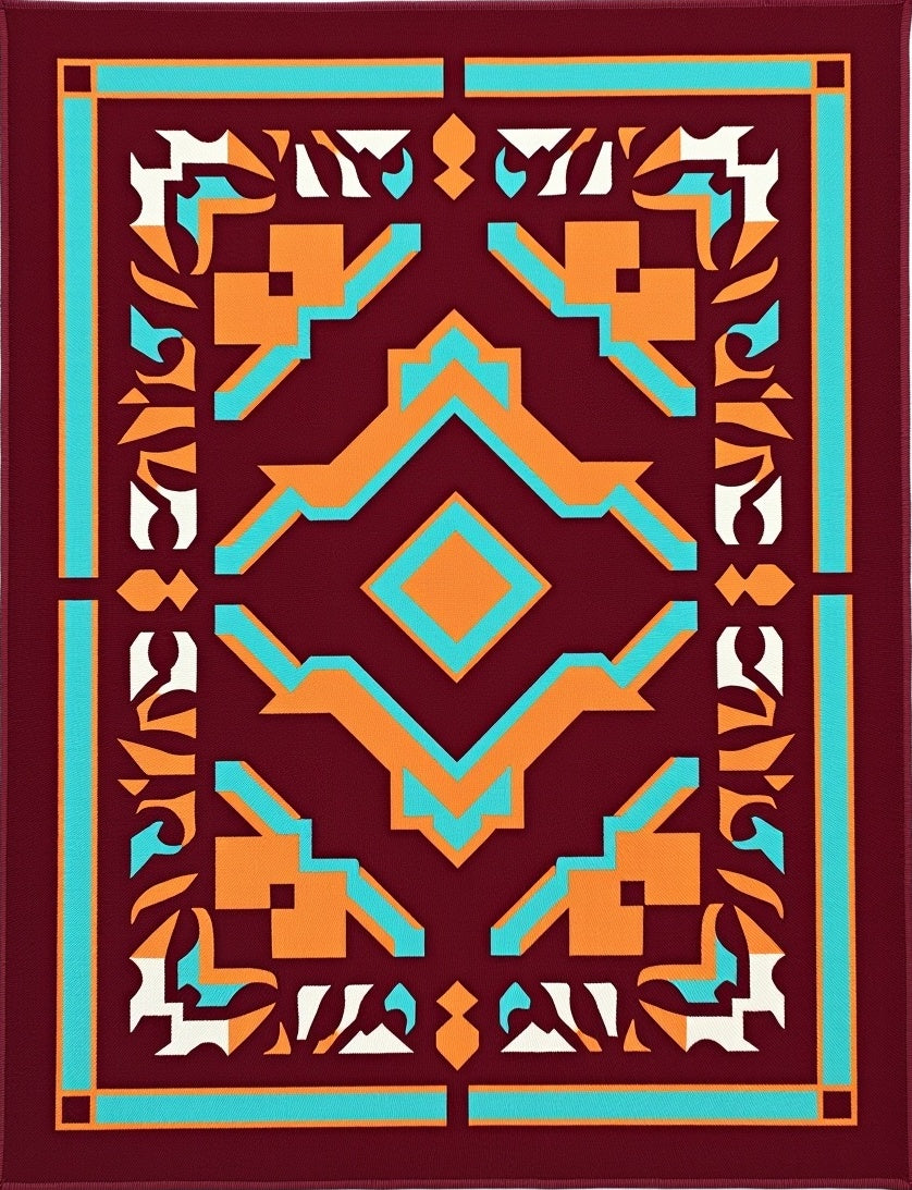 Modern Geometric Tribal Pattern Rug