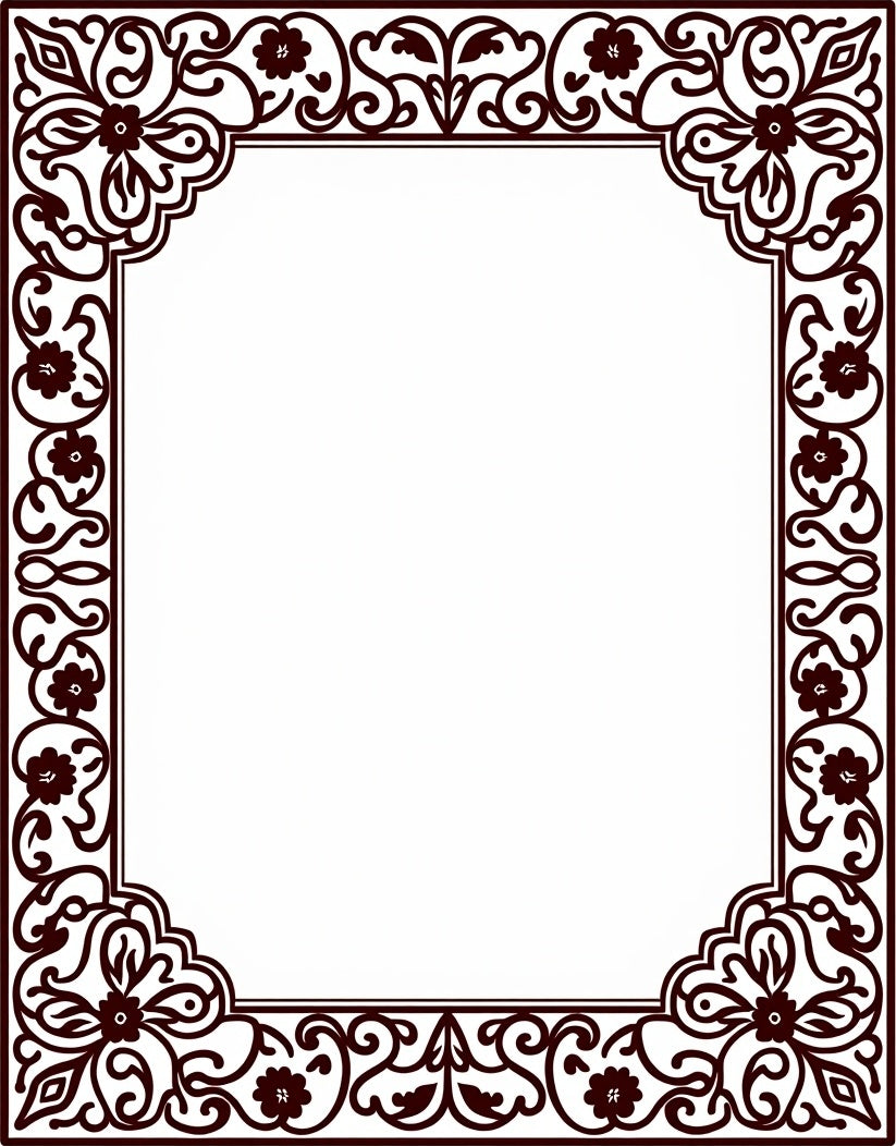 Elegant Floral Scrollwork Border Design Rug